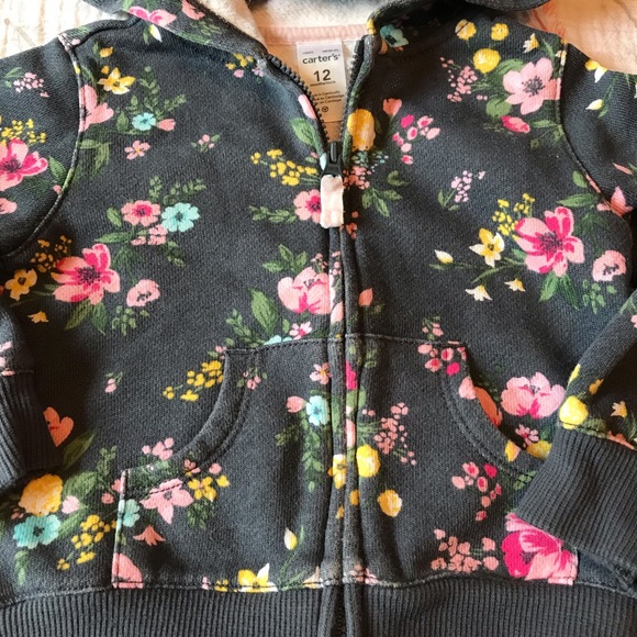 CARTERS 12 month Floral Hoodie EUC - Picture 4 of 4